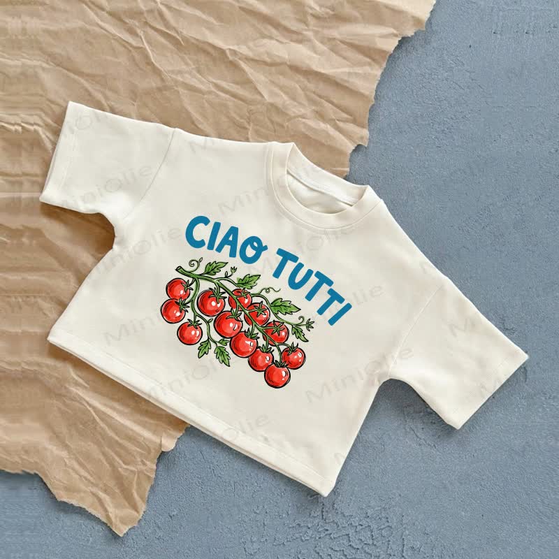 CIAO TUTTI T-shirt con disegno di pomodorini - Bianco - 2-3T - image 1