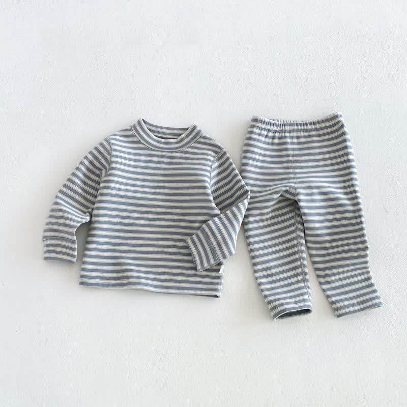 Completo da casa per neonati e bambini piccoli, composto da maglietta e pantaloni a righe, due pezzi. - Grigio - 6-7T - image 4