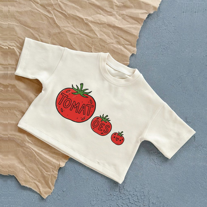 T-shirt estiva casual bianca con motivo pomodori - Bianco - 2-3T - image 1