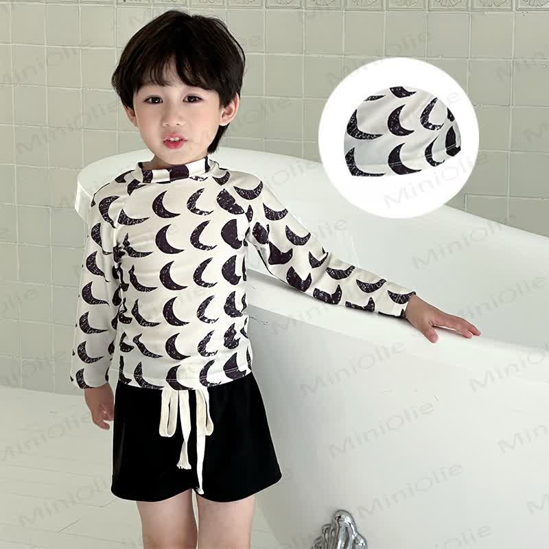 Costume da bagno per bambini, due pezzi, con protezione solare e cuffia inclusa. - Bianco - 8-9T - image 4
