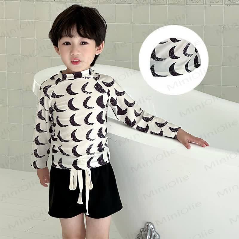 Costume da bagno per bambini, due pezzi, con protezione solare e cuffia inclusa. - Bianco - 8-9T - image 4
