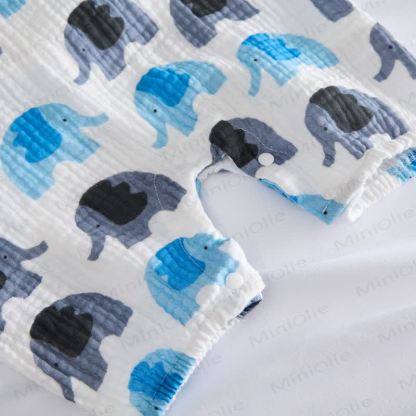 Tutina con cappellino a tema elefantini, azzurra e grigia. - image 6