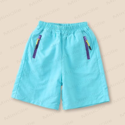 Pantaloncini da bambino in nylon a tinta unita - Blu - 10-11T - image 3