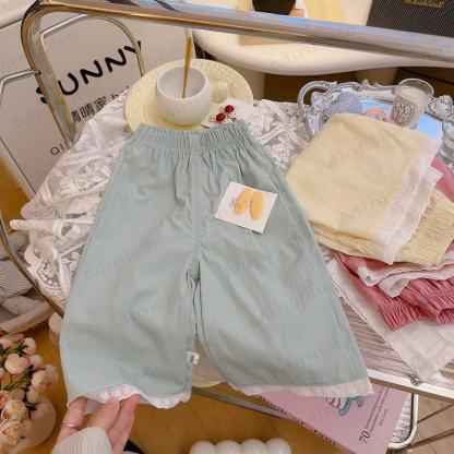 Pantaloni casual essenziali in pizzo per bambina - Verde - 12-13T - image 8