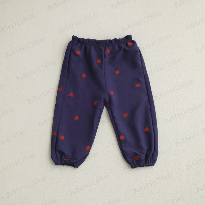 Pantaloni a quadri con fiori e pois a forma di pomodoro per bambini - image 13
