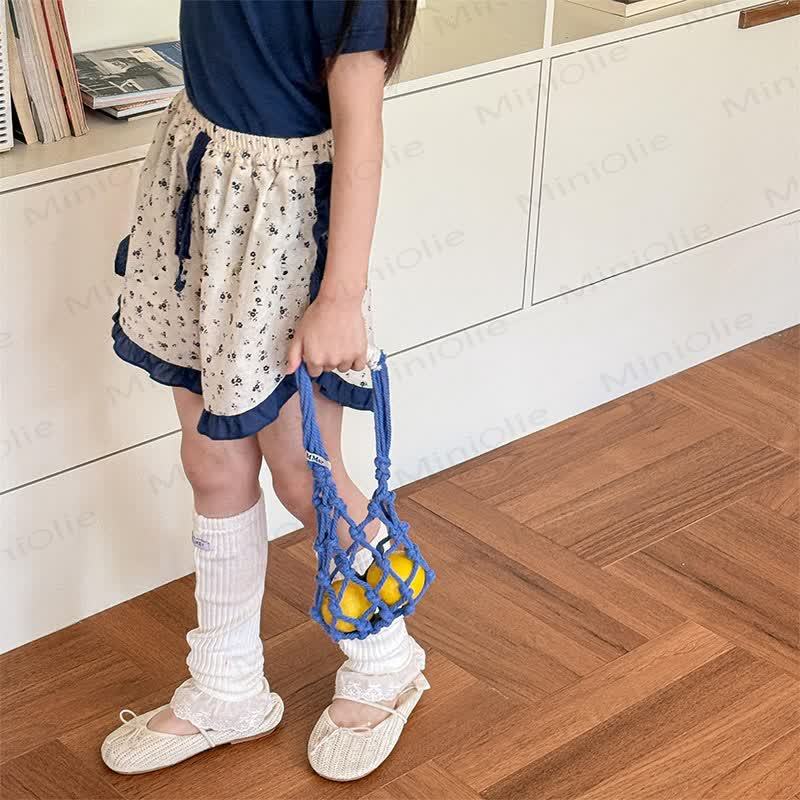 Pantaloncini da bambina in morbido cotone con decorazioni floreali. - image 7