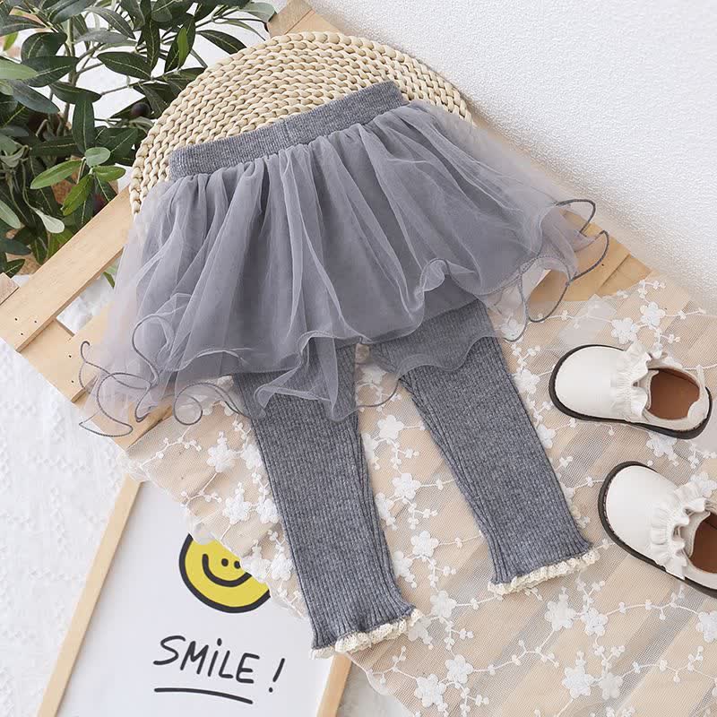 Leggings con fiocco in tulle con gonna per bambina - image 5