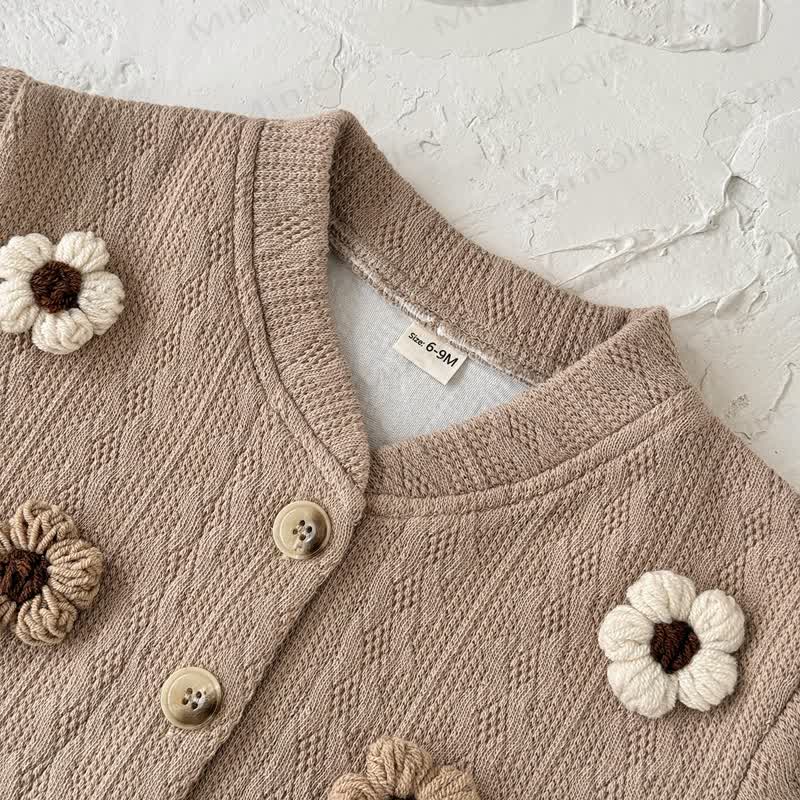 Set da 2 pezzi in maglia a fiori per bambini, marrone scuro - image 12
