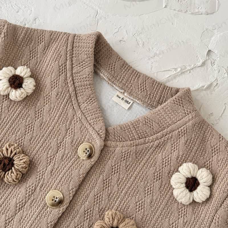 Set da 2 pezzi in maglia a fiori per bambini, marrone scuro - image 12