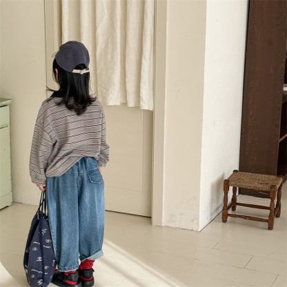 Pantaloni larghi in denim lavato per bambini piccoli - image 15