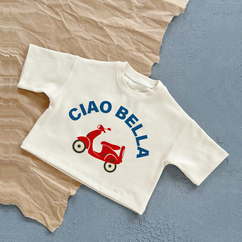 CIAO BELLA Baby Red Car Pattern Summer Casual T-Shirt - Bianco - 2-3T - image 1