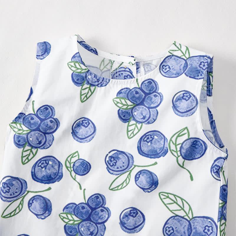 Completo da neonata/bambina composto da top e pantaloncini bianchi con stampa di mirtilli, due pezzi. - image 5