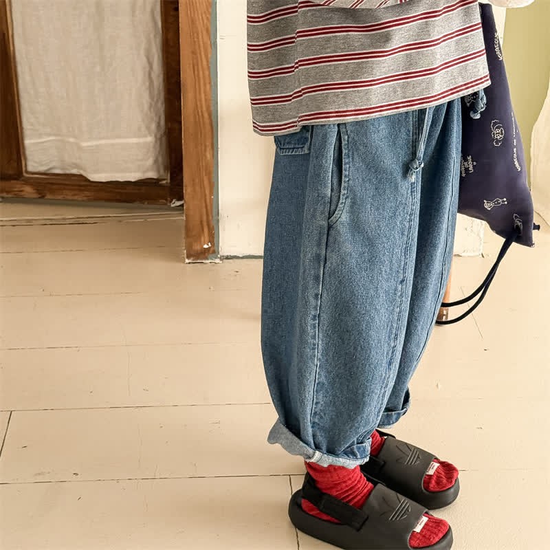 Pantaloni larghi in denim lavato per bambini piccoli - image 21