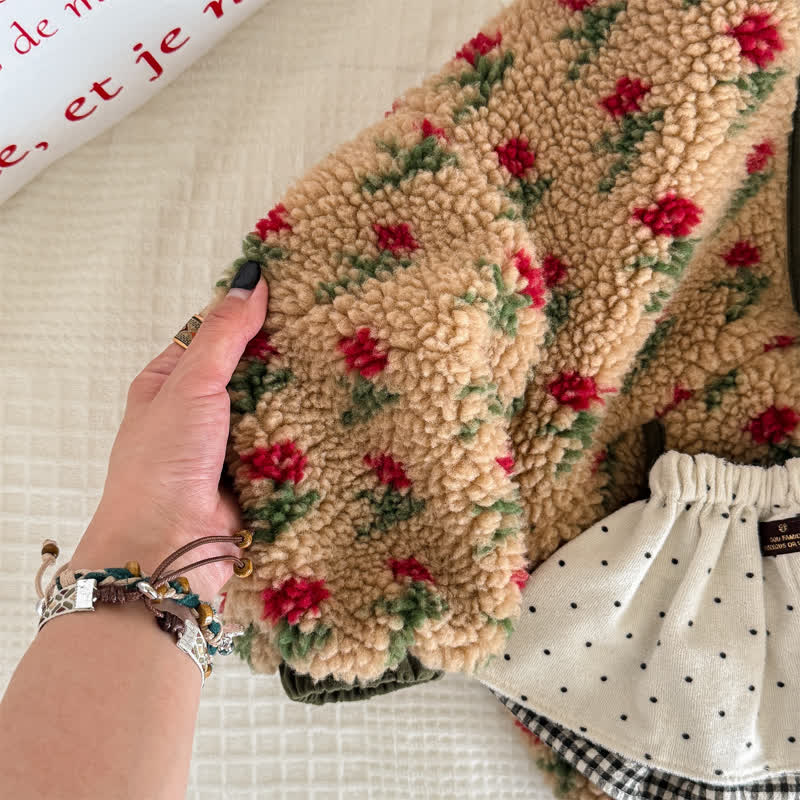 Capispalla in pile dolce con stampa floreale per bambine - image 7