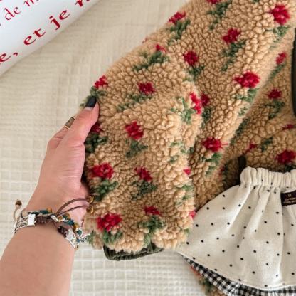 Capispalla in pile dolce con stampa floreale per bambine - image 7