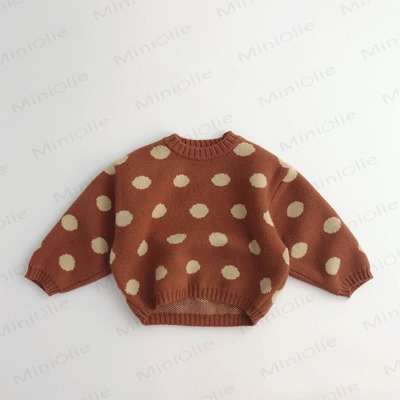 Maglione in stile retrò a pois lavorato a maglia per bambini - Rosso - 7-9T - image 2