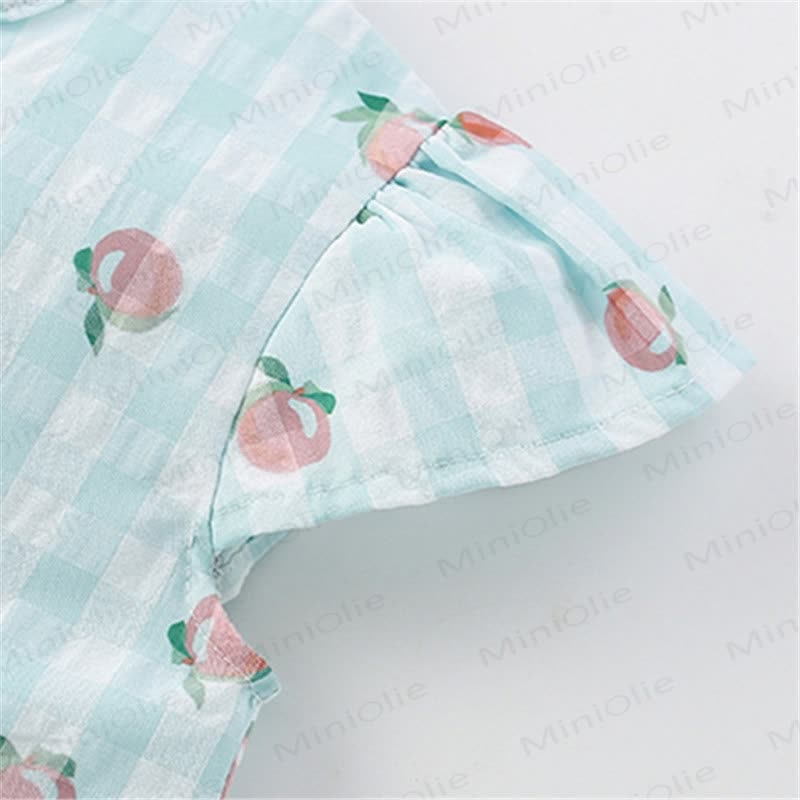Vestito adorabile per bambini in plaid verde pesca - image 5