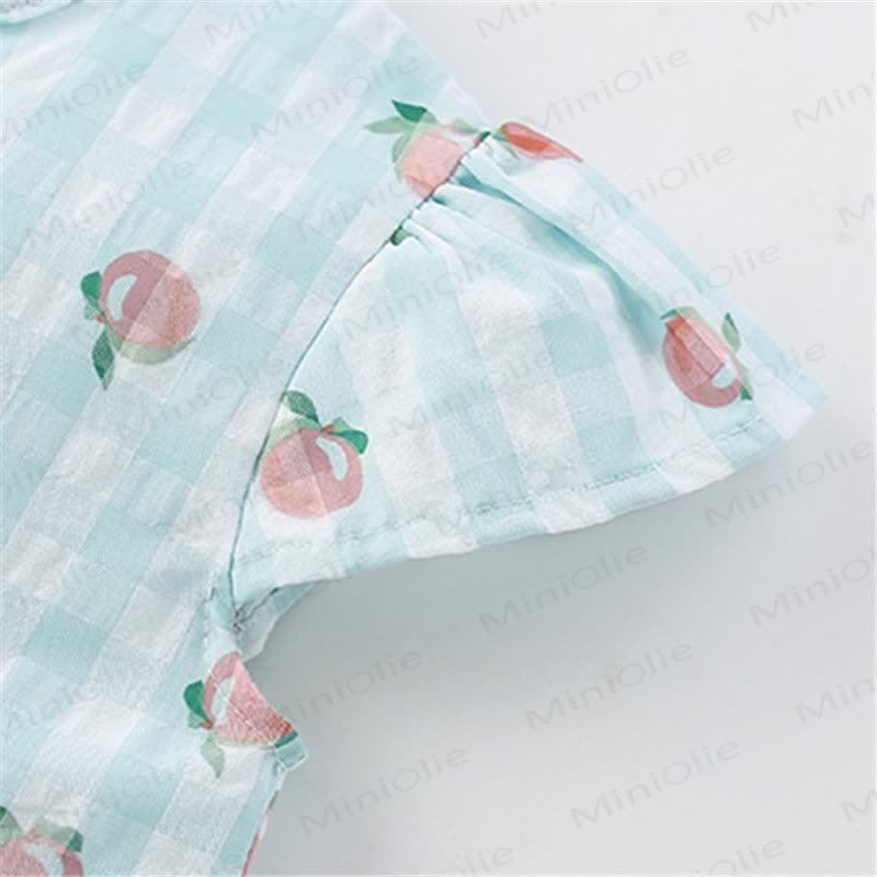 Vestito adorabile per bambini in plaid verde pesca - image 5
