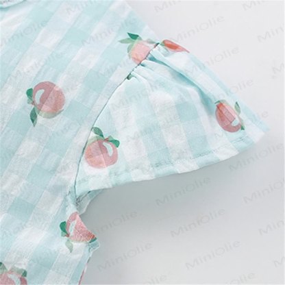 Vestito adorabile per bambini in plaid verde pesca - image 5