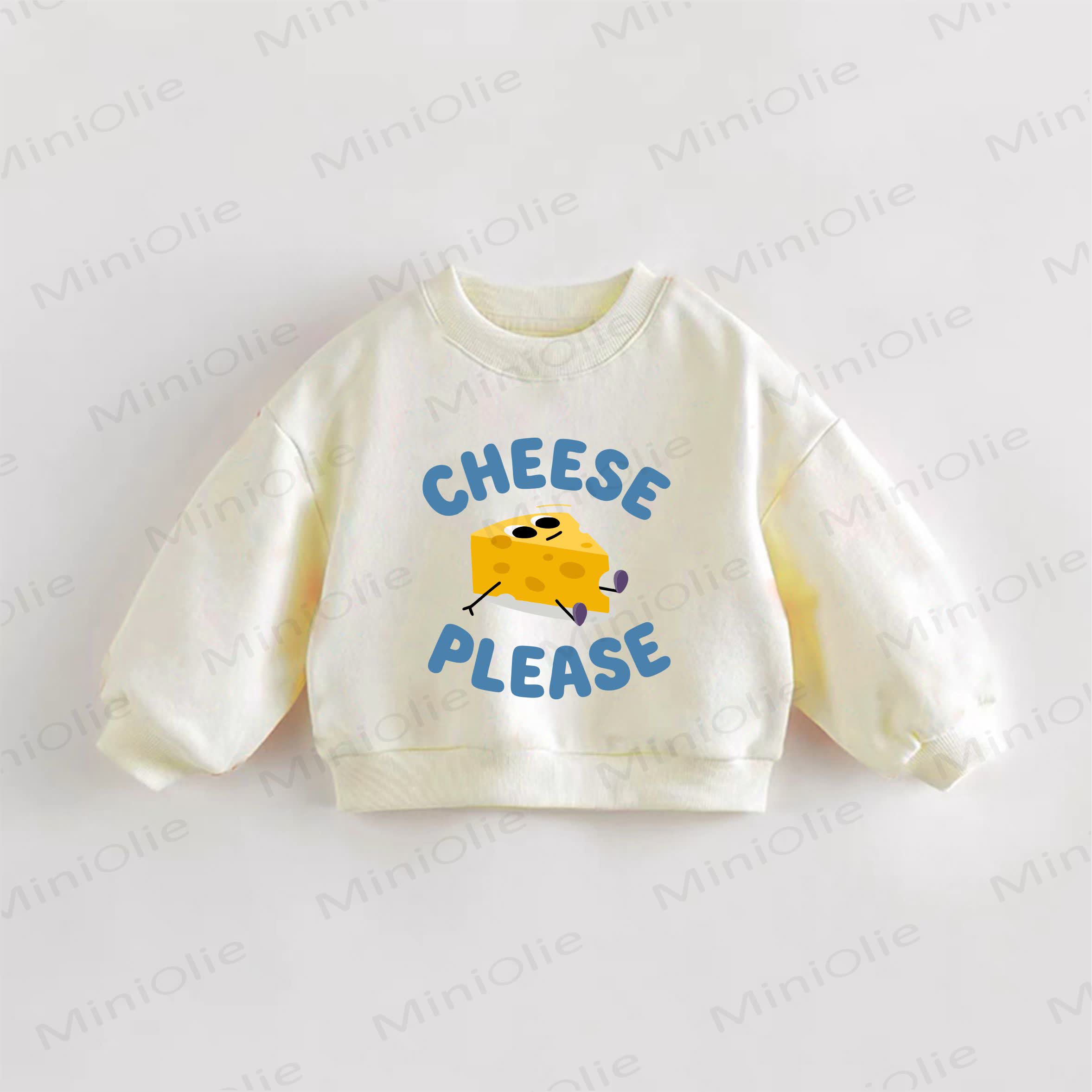 Felpa color crema per neonati e bambini "CHEESE PLEASE" - Crema - 3-5T - image 1