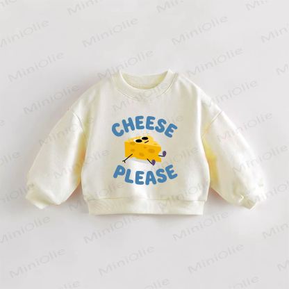 Felpa color crema per neonati e bambini "CHEESE PLEASE" - Crema - 3-5T - image 1