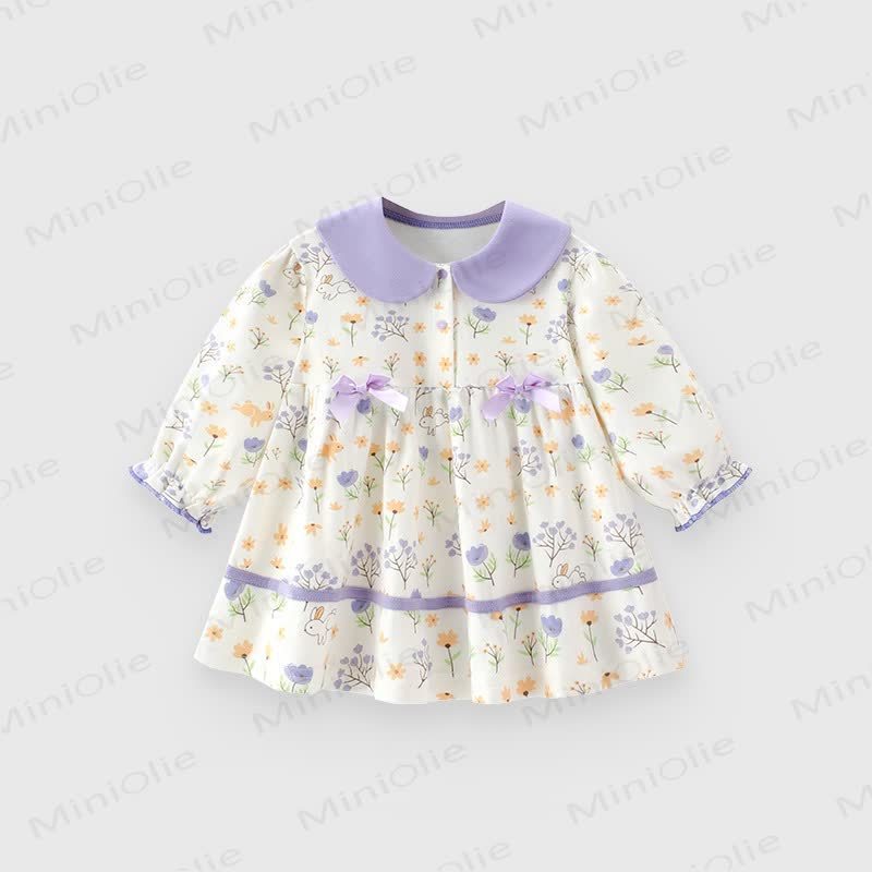 Vestito con fiori e animali per bambina - Fiocco di fiori viola - 8 anni - image 7