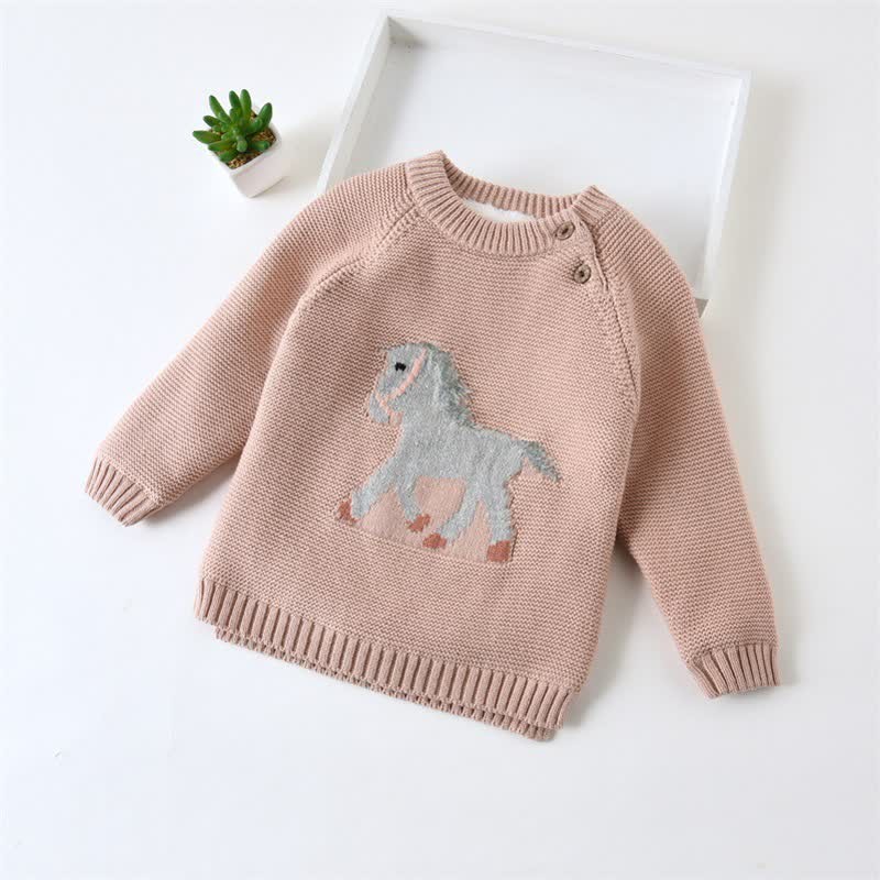 Maglione lavorato a maglia spesso con motivo a cavallo per bambini - Rosa - 8 anni - image 10