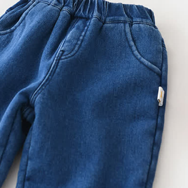 Pantaloni foderati in pile di cervo denim per neonati di NATALE - image 7