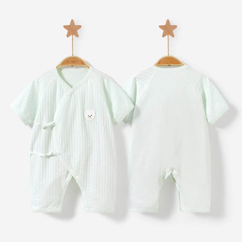 Tutina a tinta unita con motivo orsetto - Verde - 9-12 mesi - image 5