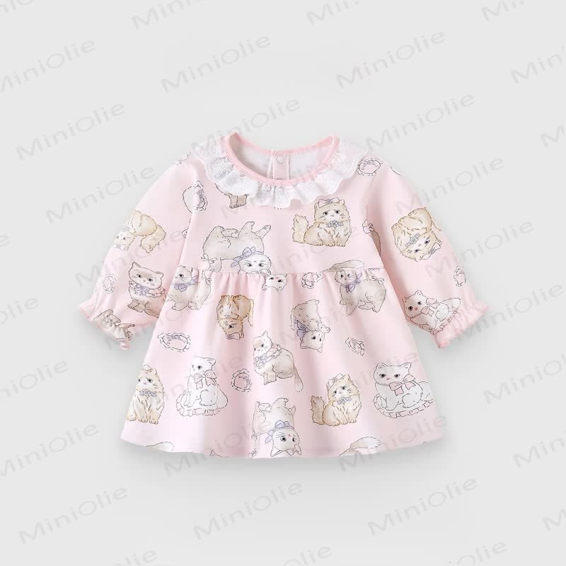 Vestito con fiori e animali per bambina - Gatto rosa - 8 anni - image 10