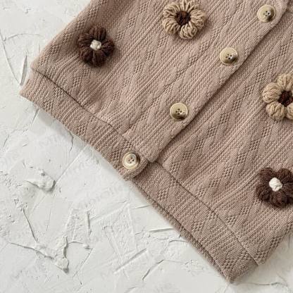 Set da 2 pezzi in maglia a fiori per bambini, marrone scuro - image 13