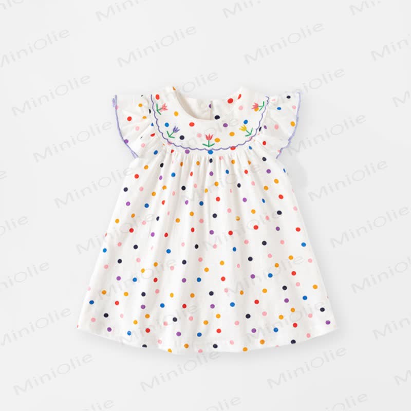 Vestitino estivo per bambina con stampa di coniglietti e pois - Bianco - 4,5-5T - image 3