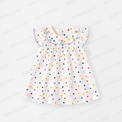 Vestitino estivo per bambina con stampa di coniglietti e pois - Bianco - 4,5-5T - image 3