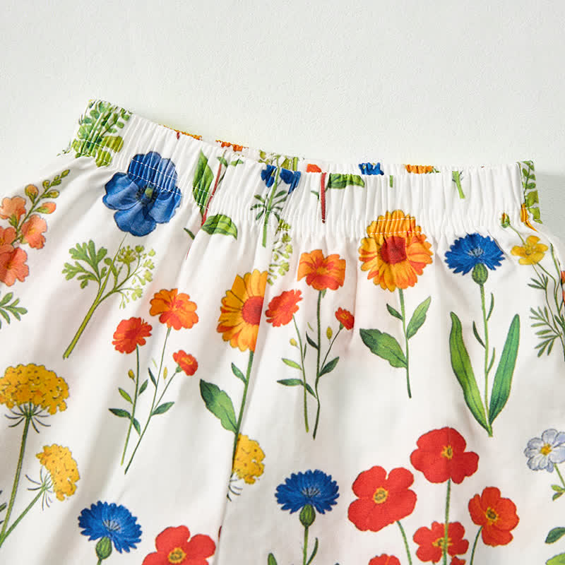 Completo da neonata/bambina composto da top e pantaloncini bianchi con stampa floreale, due pezzi. - image 6