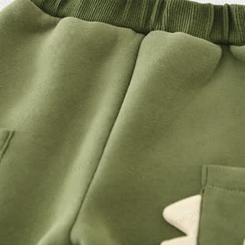 Top e pantaloni a righe verdi per bambini con dinosauro - image 11