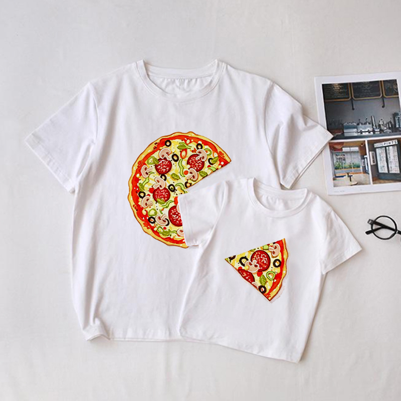Maglietta coordinata con stampa "Family Pizza" bianca - Bianco - T-shirt da adulto: XL - image 1