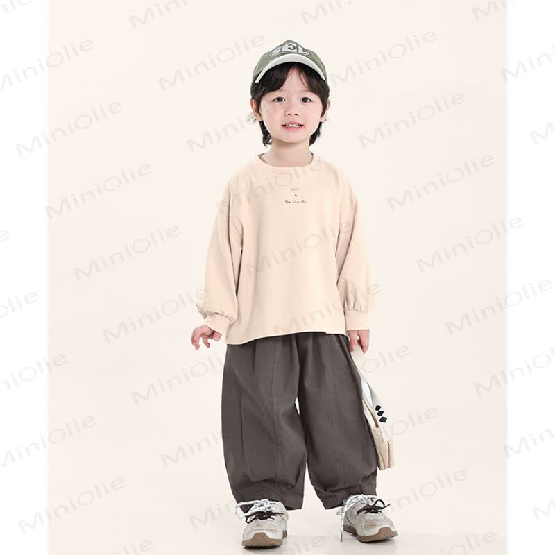 Pantaloni da jogging larghi a tinta unita per bambini piccoli - image 6