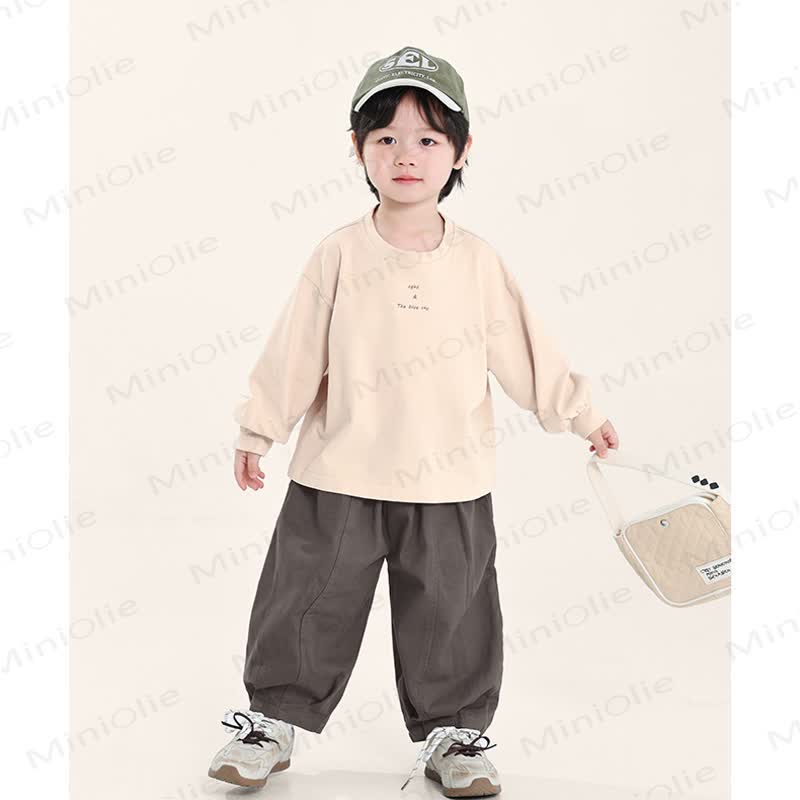 Pantaloni da jogging larghi a tinta unita per bambini piccoli - image 5