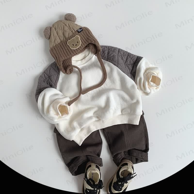 Pantaloni in pile foderati in tinta unita per neonati e bambini - image 3