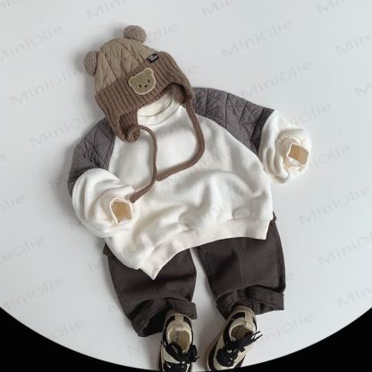 Pantaloni in pile foderati in tinta unita per neonati e bambini - image 3