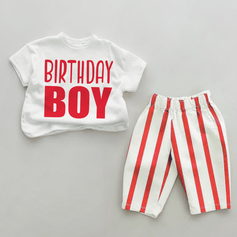 Completo 2 pezzi a righe verticali rosse per neonato/a/i/e per compleanno/a - Ragazzo - 2-3T - image 2