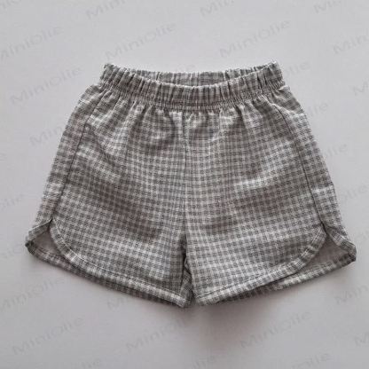 Pantaloncini in lino con fiocco a quadri per neonati e bambini - Plaid - 5-7T - image 13