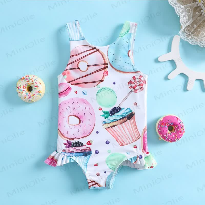 Costume da bagno intero a forma di ciambella per neonati e bambini - Bianco - 2-3T - image 1