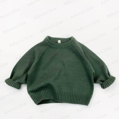 Maglione lavorato a maglia a girocollo tinta unita per bambini - Verde - 8 anni - image 5