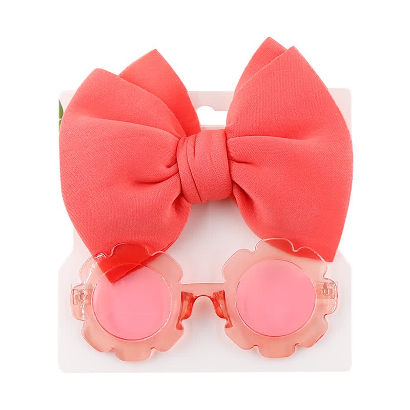 Set di occhiali da sole e fascia con fiocco per bambini - Rosa Rosa - image 10