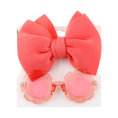 Set di occhiali da sole e fascia con fiocco per bambini - Rosa Rosa - image 10