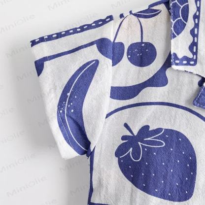 Completo da 2 pezzi per neonati e bambini piccoli con maglietta e pantaloncini a tema frutta. - image 5