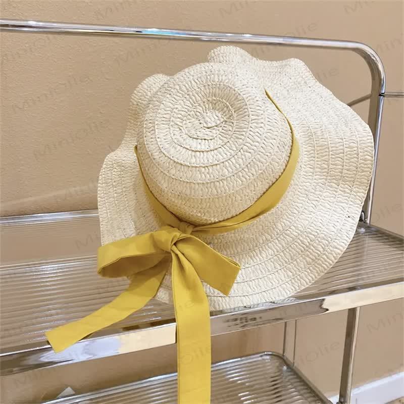 Completo da bambina di 2 pezzi a pois gialli con cappellino - image 4