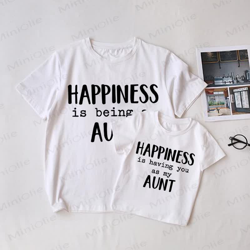 LA FELICITÀ È ESSERE ZIA/LA FELICITÀ È AVERE TE COME MIA ZIA Maglietta coordinata per tutta la famiglia Baby White - Bianco - T-shirt da adulto: XL - image 1