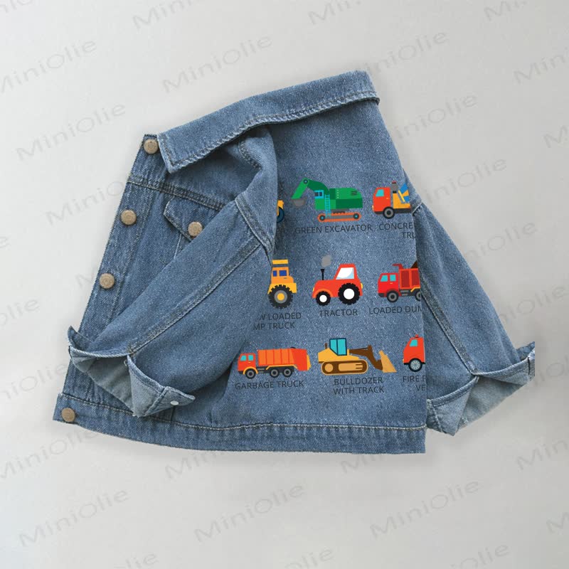 Giacca di jeans per bambini con stampa di auto - Blu - 10-11T - image 1